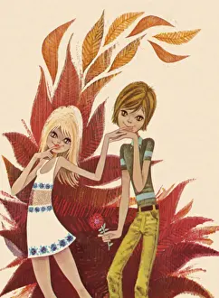 Facial Expressi Prints: Groovy Couple With Cat Eyes
