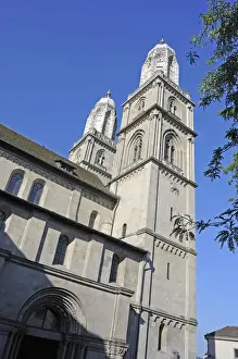 Churchtowers Prints: Grossmuenster church, Zurich, Switzerland, Europe