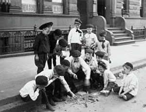 Fireworks Prints: Group Of Boys Ignite Fireworks