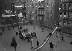 On Top Of Prints: Group of children in urban playground