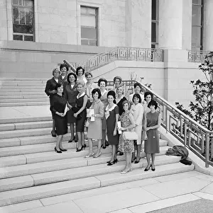 Feminism Prints: Group of Flight Attendants Pose on Steps
