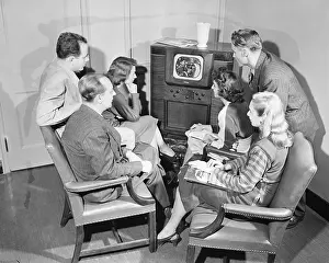 Group Gazing at President Harry Truman Telecast