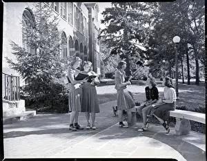 High School Prints: Group Of Five Girls-Ridgewood Highschool