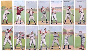 Prints of View of fourteen cigarette cards (produced for Mecca cigarettes by the American Tobacco Company), each which features an image of a baseball player, 1911 Step Back in Time with Iconic Collectible Cards: Group Of Mecca Cigarette Cards