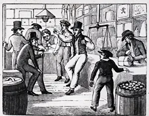 Bpa2 Prints: Group Of Men In Old Time Grocery Store