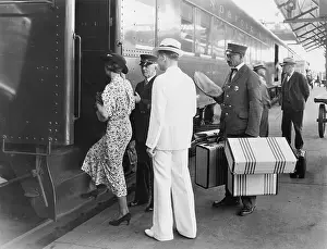 Porter Prints: Group Os Passengers Boarding Train