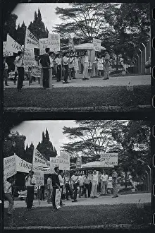 Kuala Lumpur Prints: Group of People Carrying Signs in Street