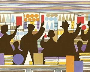 Group of People with Objects