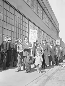 Picketing Prints: Group of Picketers Marching on Street