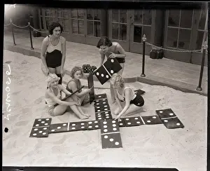 Domino Prints: Group Playing Beach Dominoes