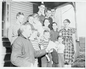 Trout Prints: Group Portrait of Farm Family with 12 Kids