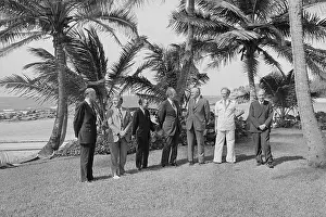 Valery Giscard Destaing Prints: Group Posing Outdoors at Summit Conference