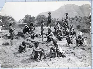 Group Shot Of Indian Hill Tribe;'Bhils