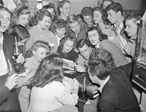 High School Prints: Group of Students Talking and Drinking Soda Pop
