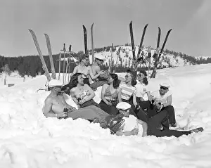 Skis Prints: Group of Sunbathing Skiers