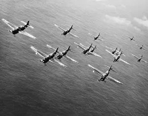 Torpedo Prints: Group of Torpedo Bombers Over Water