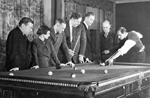 Billiards Prints: Group Watches Man Play Billiards