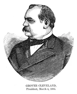 Grover Cleveland - USA President engraving with his signature 1888