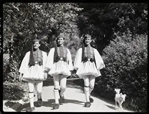 Athens Prints: Guards in Parade Uniform Stroll in Park