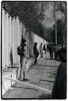Afghanistan Prints: Guards Stand Along Wall of Embassy