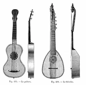 Images Dated 14th March 2017: Guitar and Lute engraving 1881