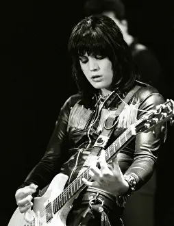 Guitarist Joan Jett of the rock band The Runaways