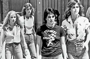 Guitarist Joan Jett of the rock band The Runaways