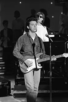 Stratocaster Prints: Guitarist and singer Roland Orzabal of the rock band Tears for Fears
