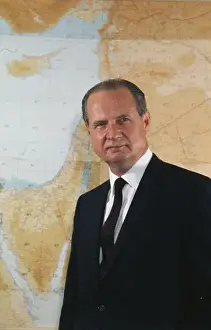 Gunnar Jarring Posing in Front of Map