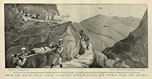 Gurkhas carrying wounded soldiers of the Tirah Field Force during the Tirah campaign 19th