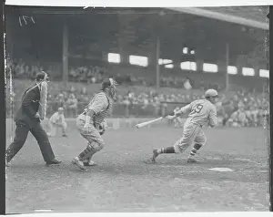 Gus Mancuso Dropping Baseball Bat for Run