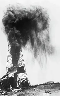 Derrick Prints: Gushing Oil Well