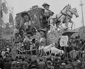 Parade Float Prints: Gypsy Float Passing Crowd During Carnival in Nice