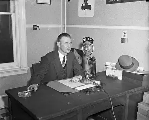 H. Norman Schwarzkopf at Radio Station Microphone