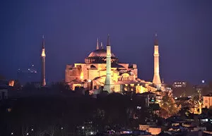 Images Dated 3rd April 2014: Hagia Sophia illuminated at night, Istanbul
