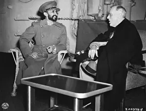 Haile Selassie Chatting with Franklin Roosevelt