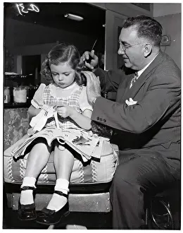 Curly Hair Prints: Hairdresser Styling Young Girl's Hair
