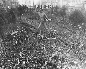 Candidate Prints: Half Million Throng Cheers Juan Peron