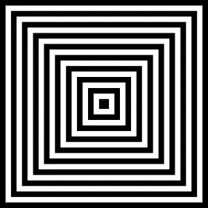 Unconscious Prints: Halftone abstract background of concentric black and white squares