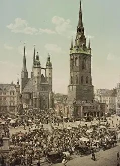 Historical Old Town Prints: Halle an der Saale, Old Town, Saxony-Anhalt