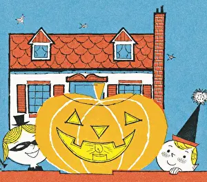 Little Boys Prints: Halloween scene