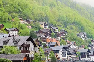 Salzburg, Austria Prints: Hallstatt mountain village with Hallstatter See in the Austrian Alps