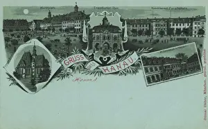 Hessen Prints: Hanau, Hesse, Germany, postcard with text