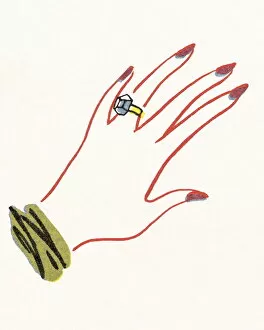 Ilustration Collection: Hand with engagement ring