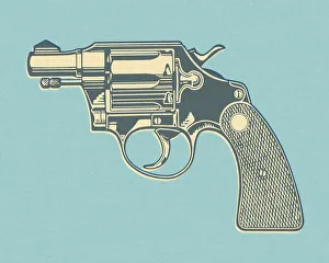 Blue Background Gallery: Hand Gun on Blue Background