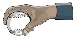 African Descent Prints: Hand holding baseball, slider grip