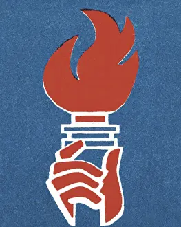 Flame Prints: Hand Holding a Burning Torch