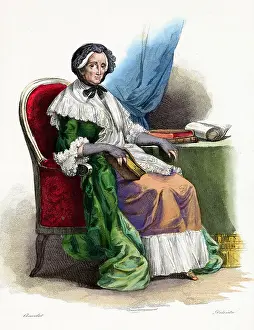 Hand-Tinted Engraving of Marie-Therese Rodet Geoffrin