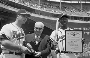 Hank Aaron and Ed Mathews Receiving Awards