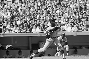 Hank Aaron Prints: Hank Aaron Hits Double During Playoff Game